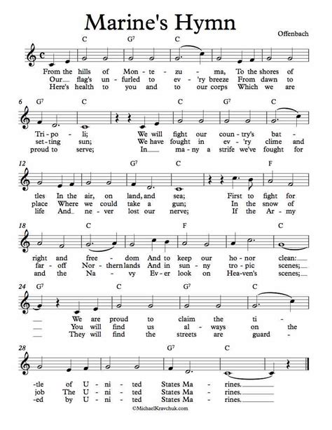 Free Lead Sheet Marines Hymn Hymn sheet music, Sheet music, Hymn music