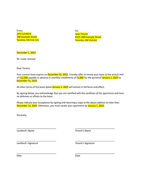 Free Lease Renewal Letter Template