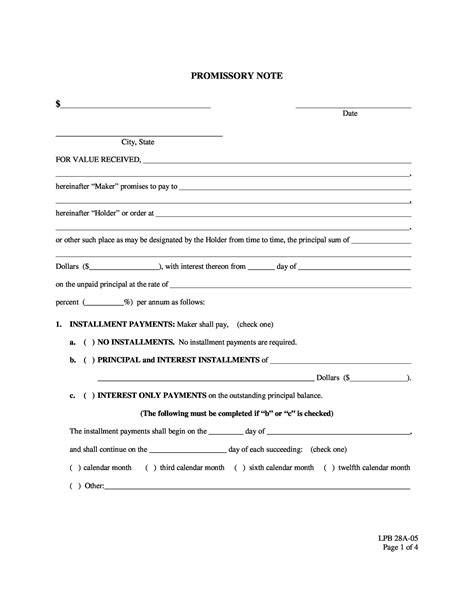 Free Legal Promissory Note Template