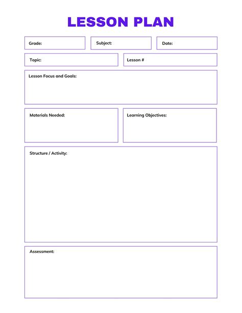 Free Lesson Plan Template Format