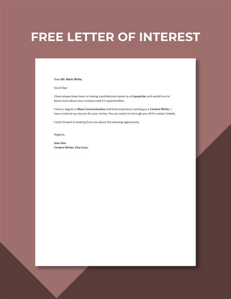 Free Letter Of Interest Template