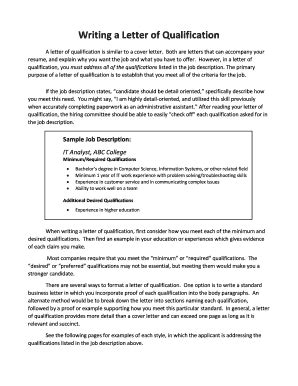 Free Letter Of Qualifications Template