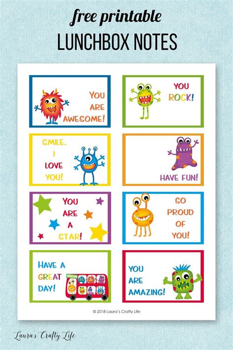 Free Lunch Box Notes Printables Web Free Printable Lunch Box Notes