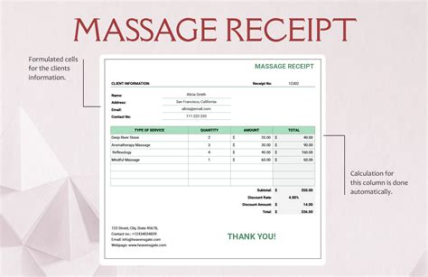 Free Massage Receipt Template Google Docs Google Sheets Excel Word Template Net