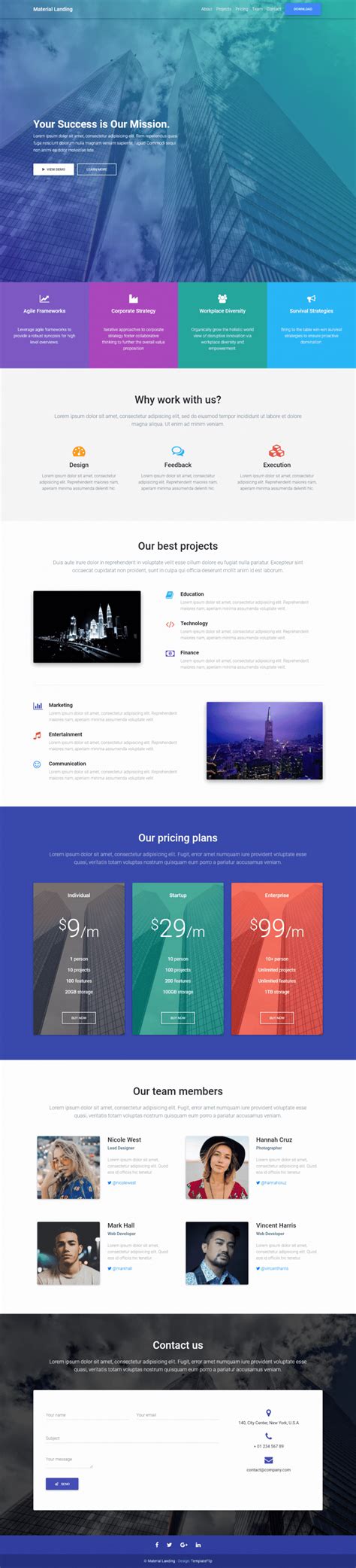 Free Material Design Landing Page Template Built With Bootstrap Super Dev Resources