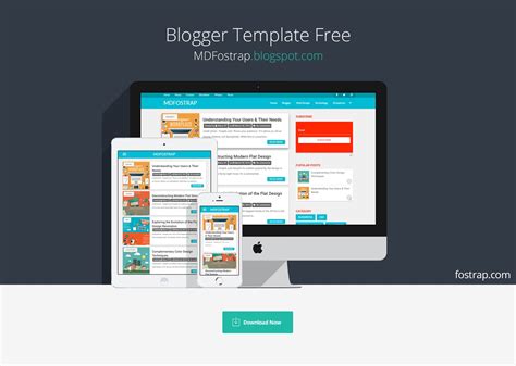 Free Material Design Template For Blogger MDFOSTRAP