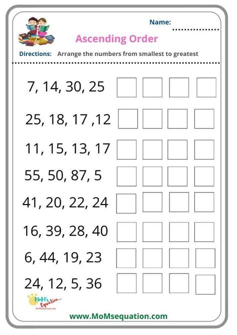 Free Math Worksheet Ascending and Descending Order Worksheet 1