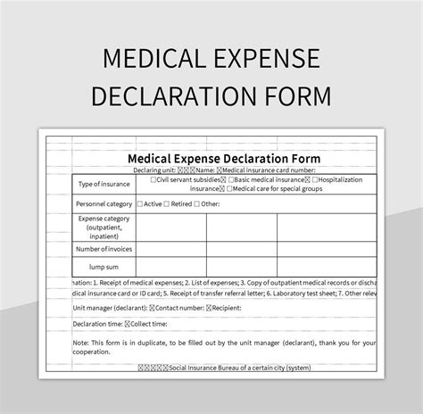 Free Medical Expense Declaration Form Templates For Google Sheets And Microsoft Excel Slidesdocs