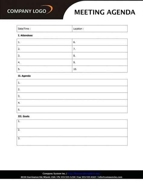 Free Meeting Agenda Template Word