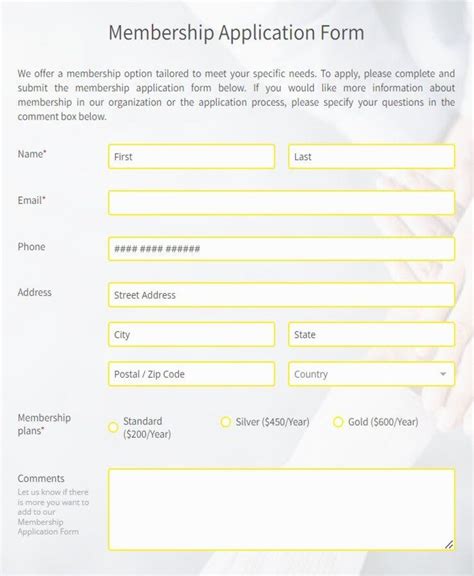 Free Membership Application Form Template 123FormBuilder