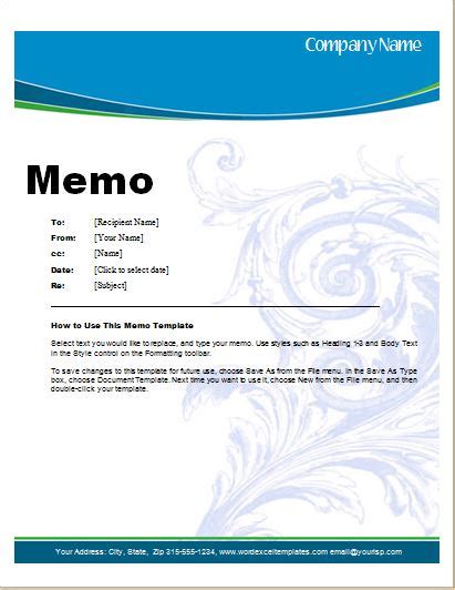Free Memo Templates Word and Excel Excel PDF Formats