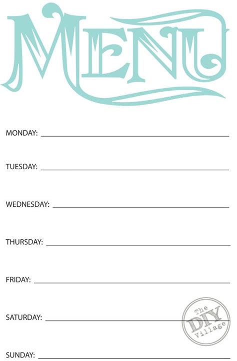 Free Menu Printable