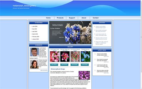 Free Metamorph Flowergallery CSS Template
