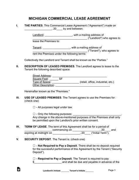 Free Michigan Agreement Template PDF Word eForms
