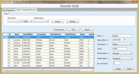 Free Microsoft Access Club Membership Database Template Of Simple