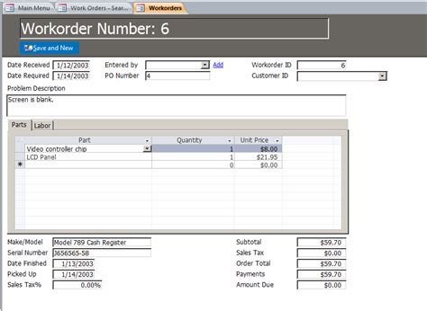 Free Microsoft Access Work Order Database Template Invoice Template