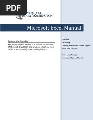 Free Microsoft Excel Manual