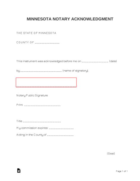 Free Minnesota Notary Acknowledgment Form PDF Word eForms