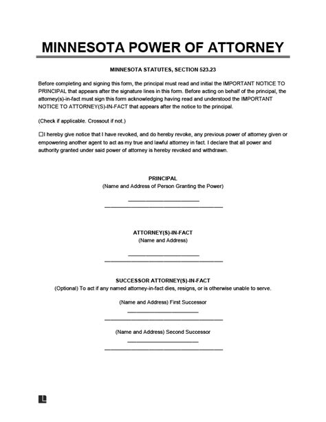 Free Minnesota Power of Attorney Forms PDF eForms
