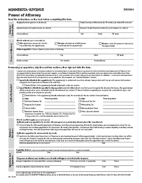 Free Minnesota Tax Power of Attorney Form PDF