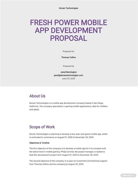 Free Mobile App Development Proposal Template Word Free Printable