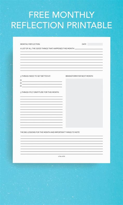 Free Monthly Reflection Printable