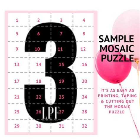Free Mosaic Number Template