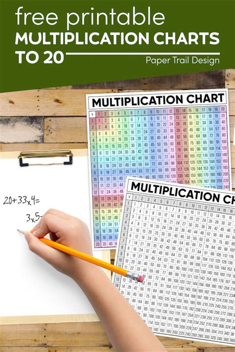 Free Multiplication Chart Printable Paper Trail Design in 2021