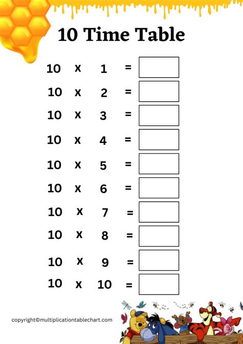 Free Multiplication Worksheet 10 Times Table Worksheets4Free