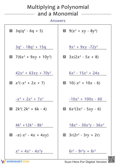 Free Multiplying Polynomials Worksheets for Students Worksheets Library