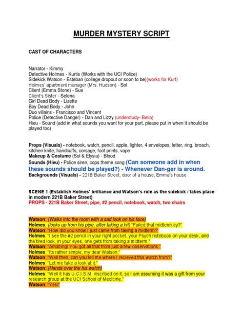 Free Murder Mystery Script Pdf