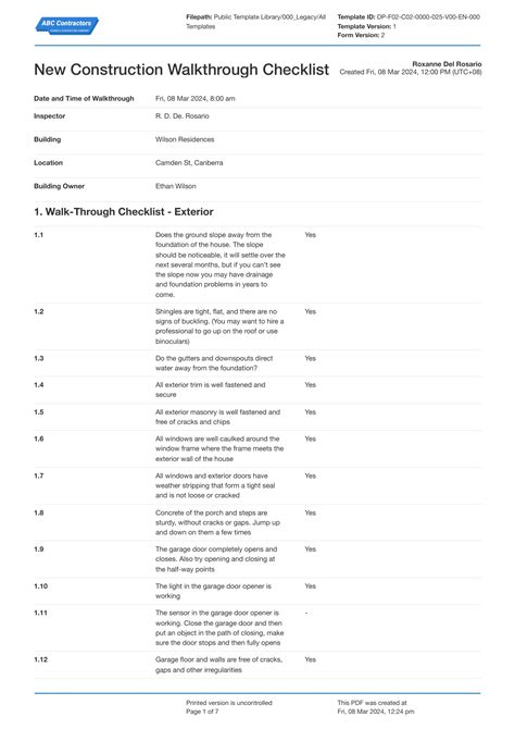 Free New Construction WalkThrough Checklists Download + Print in PDF