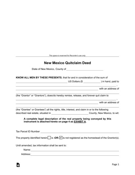 Free New Mexico Quitclaim Deed Form How To Write Guide