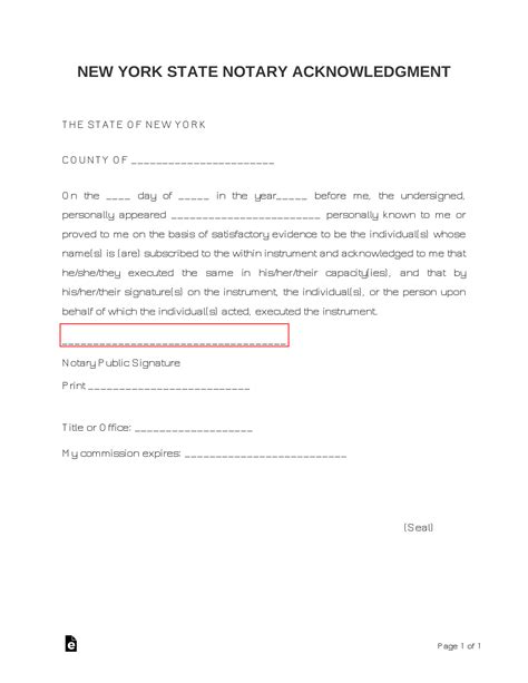 Free New York Notary Acknowledgment Form Word PDF eForms