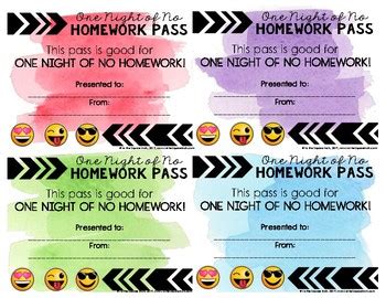 Free No Homework And Late Homework Passes Homework Pass Late Homework Teaching Classroom Management
