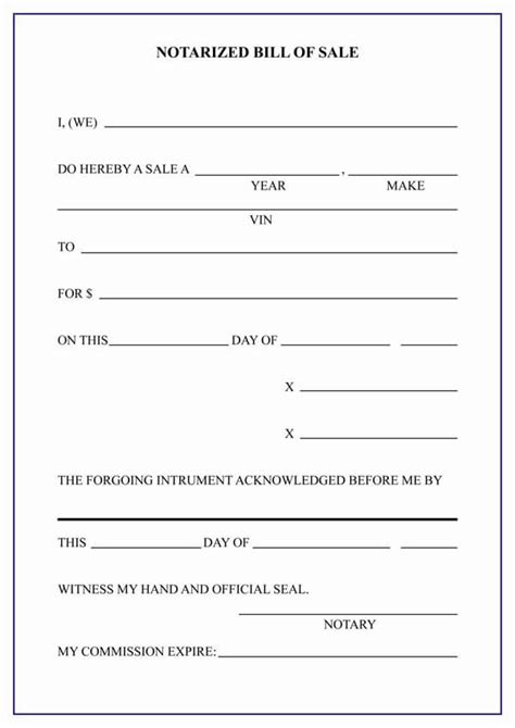 Free Notarized Bill of Sale Forms Word PDF