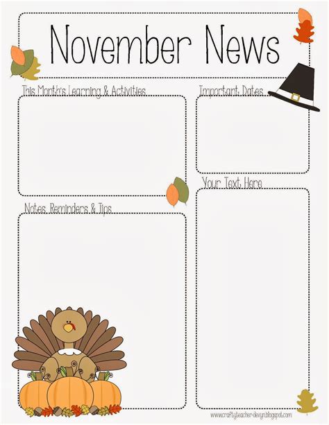 Free November Newsletter Templates Of Parent Newsletter Templates