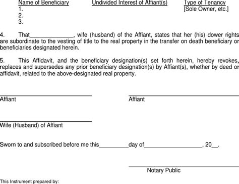 Free Ohio Transfer On Death Designation Affidavit PDF 12KB 2 Page(s)
