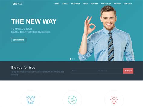 Free One Page Responsive Website Templates with Slider Source Code
