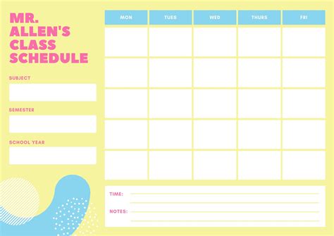 Free Online Class Schedules Design A Custom Class Schedule In Canva