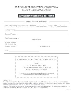 Free Online Piercing Certification