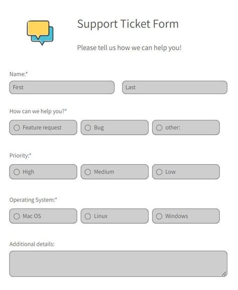 Free Online Support Ticket Form Template 123FormBuilder