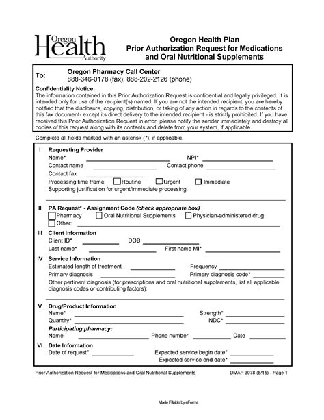 Free Oregon Medicaid Prior Authorization Form PDF eForms