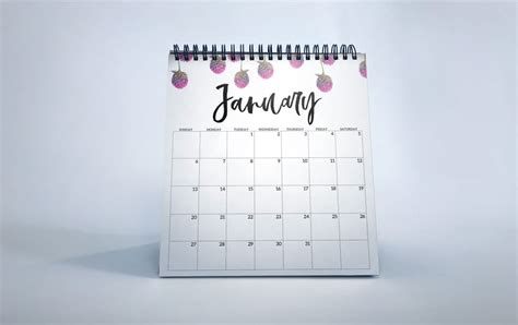 Free PSD January Calendar Design Mockup