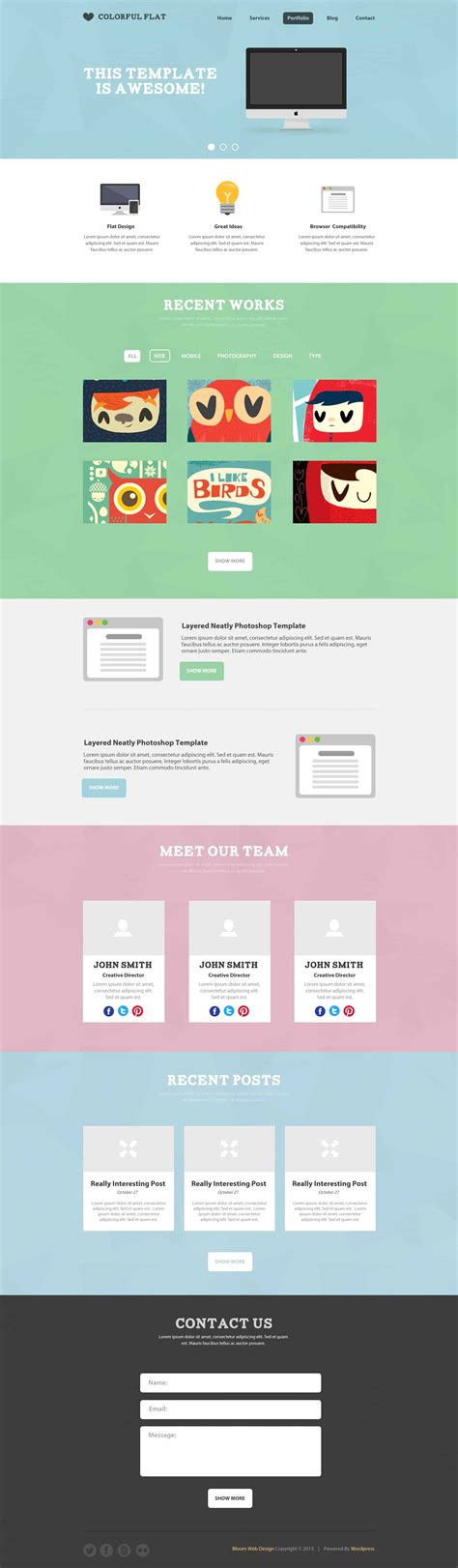 Free PSD Template Flat One Page Website DesignBump