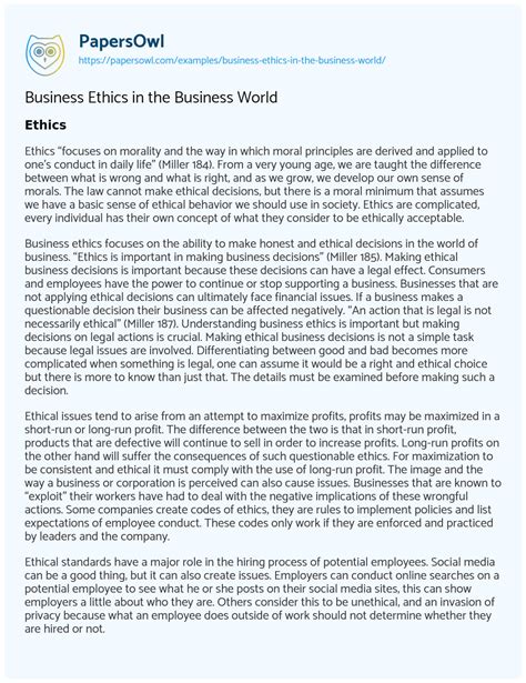 Free Papers On Ethics