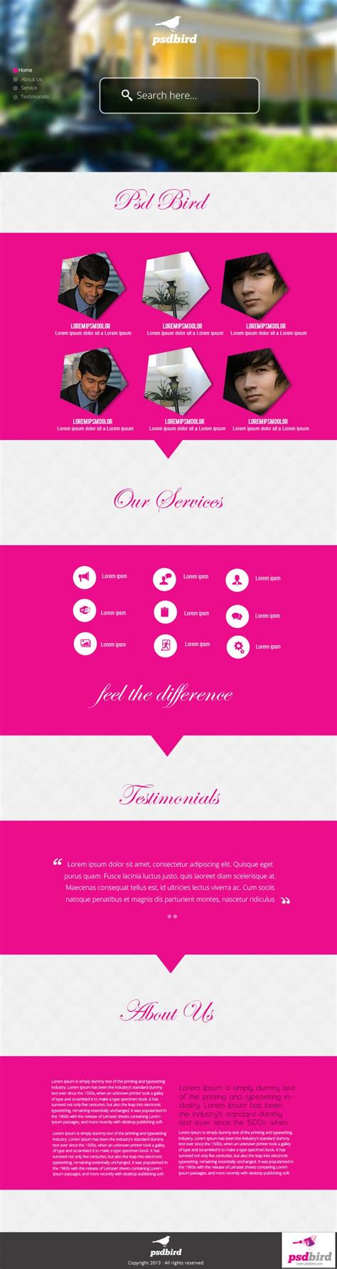 Free Parallax Scrolling Website Template PSD