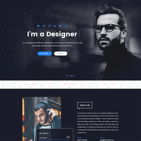 Free Personal Portfolio Template Freebies Bootstrap Dark Free Layout