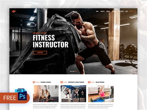 Free Personal Trainer Web Design PSD Template by Jenn Pereira on Dribbble
