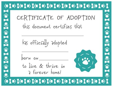 Free Pet Adoption Certificate Template - PDF Templates Jotform